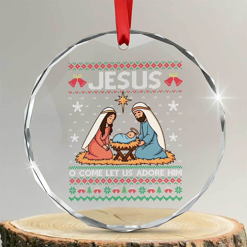 Nativity Scene Christmas Crystal Glass Ornament Baby Jesus Christian Xmas - Wonder Print Shop