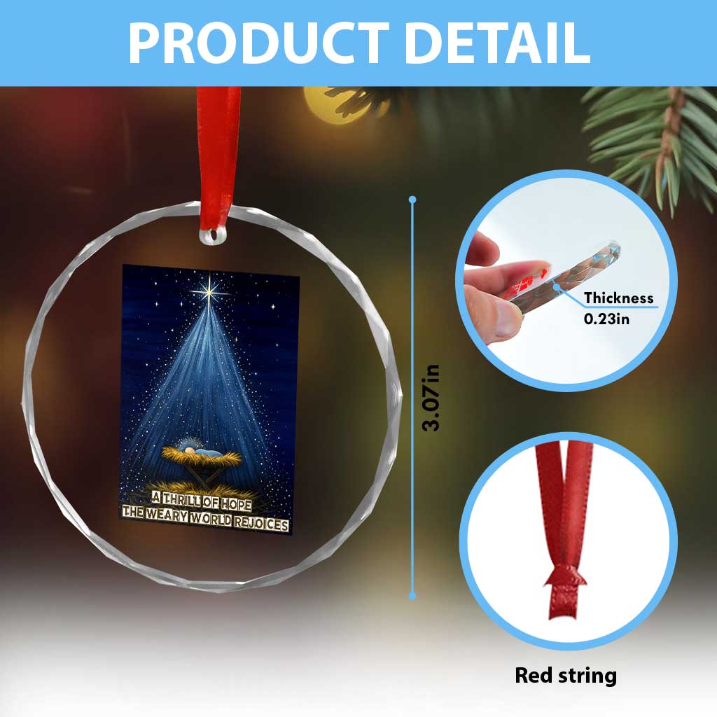 Nativity Scene Christmas Crystal Glass Ornament Biible Baby Jesus Christian - Wonder Print Shop