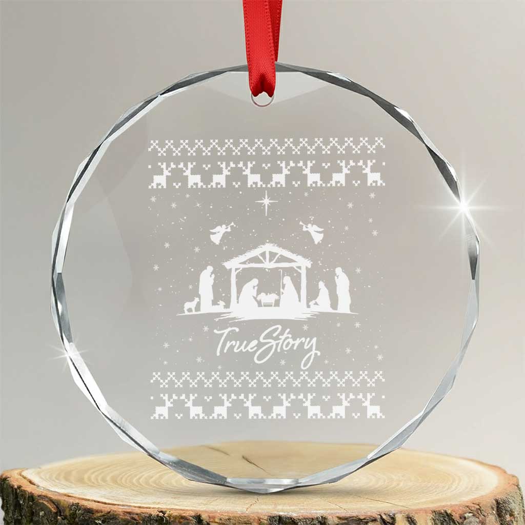 Nativity Scene Christmas Crystal Glass Ornament Christian True Story Jesus Birth Ugly Xmas - Wonder Print Shop