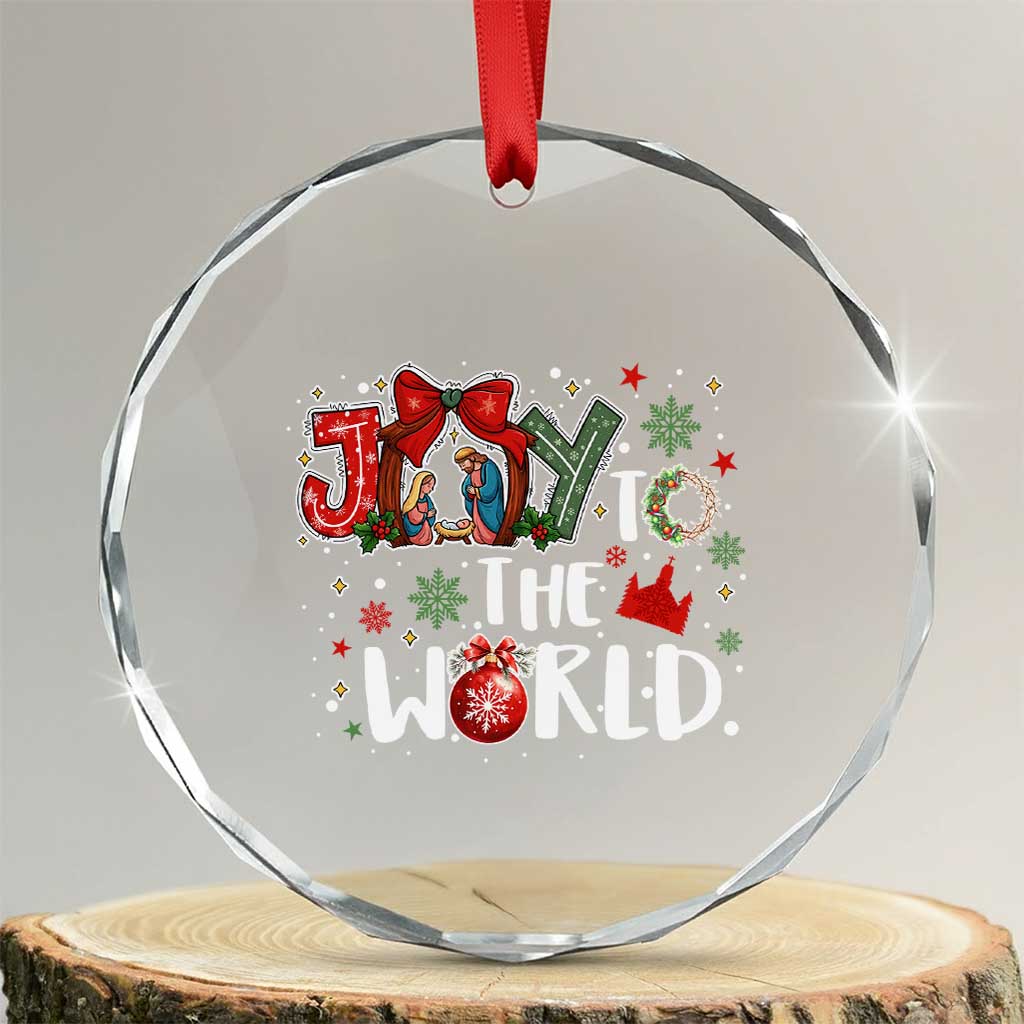Nativity Scene Christmas Crystal Glass Ornament Joy To The World - Wonder Print Shop