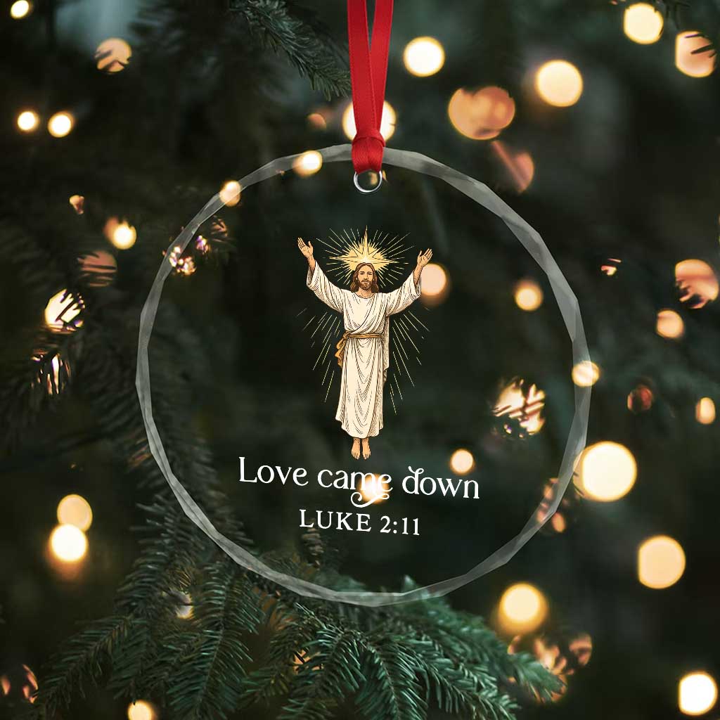 Nativity Scene Christmas Crystal Glass Ornament Love Came Down Jesus Christian - Wonder Print Shop