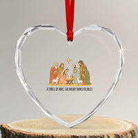 Nativity Scene Christmas Heart Crystal Glass Ornament Baby Jesus Christian Faith - Wonder Print Shop