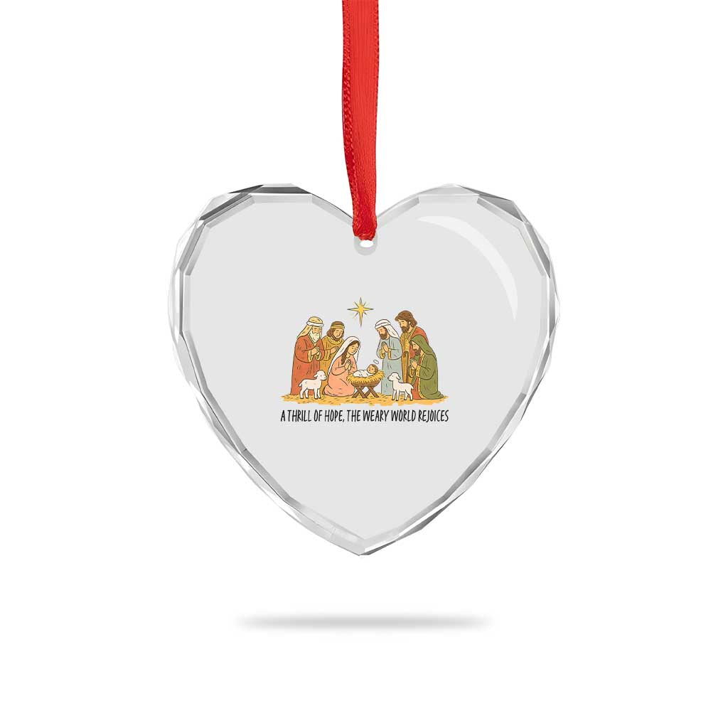Nativity Scene Christmas Heart Crystal Glass Ornament Baby Jesus Christian Faith - Wonder Print Shop