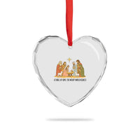 Nativity Scene Christmas Heart Crystal Glass Ornament Baby Jesus Christian Faith - Wonder Print Shop