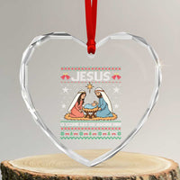 Nativity Scene Christmas Heart Crystal Glass Ornament Baby Jesus Christian Xmas - Wonder Print Shop