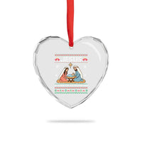Nativity Scene Christmas Heart Crystal Glass Ornament Baby Jesus Christian Xmas - Wonder Print Shop