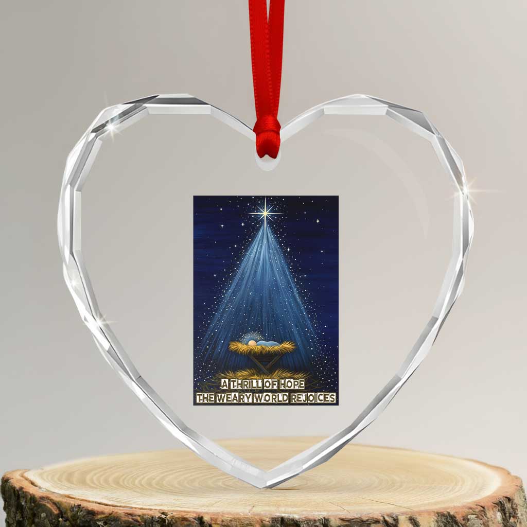 Nativity Scene Christmas Heart Crystal Glass Ornament Biible Baby Jesus Christian - Wonder Print Shop