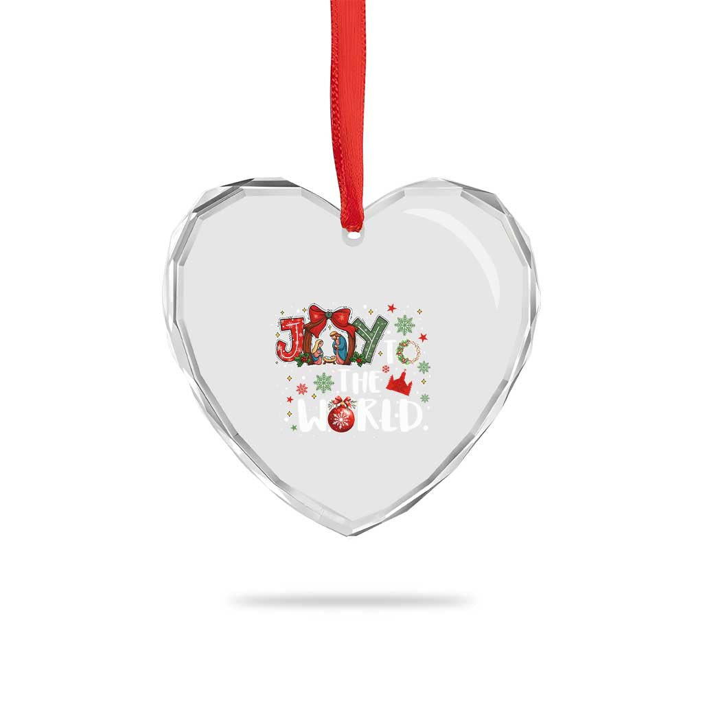 Nativity Scene Christmas Heart Crystal Glass Ornament Joy To The World - Wonder Print Shop