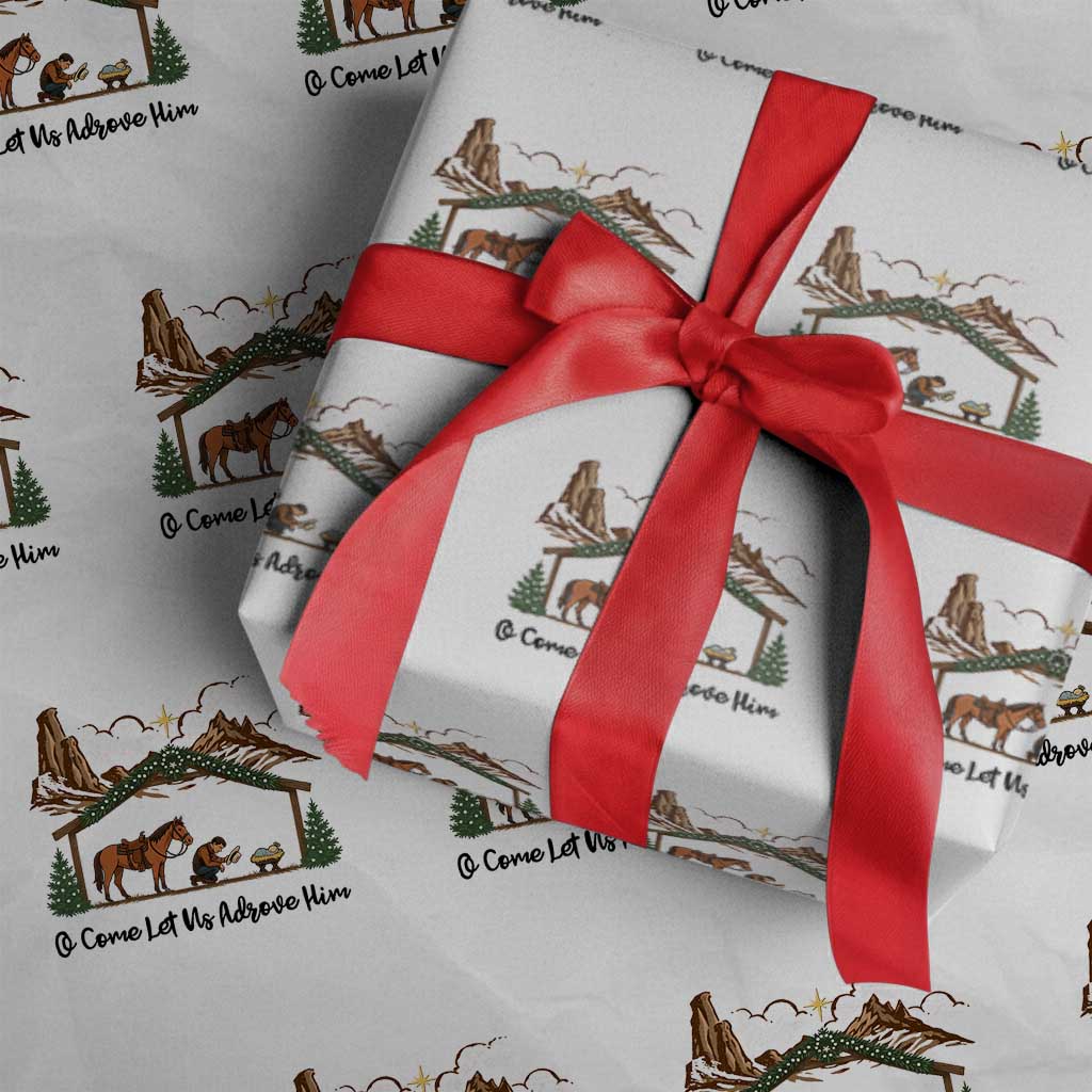 Nativity Scene Christmas Wrapping Paper Roll Cowboy Bible Scripture Verse Western - Wonder Print Shop