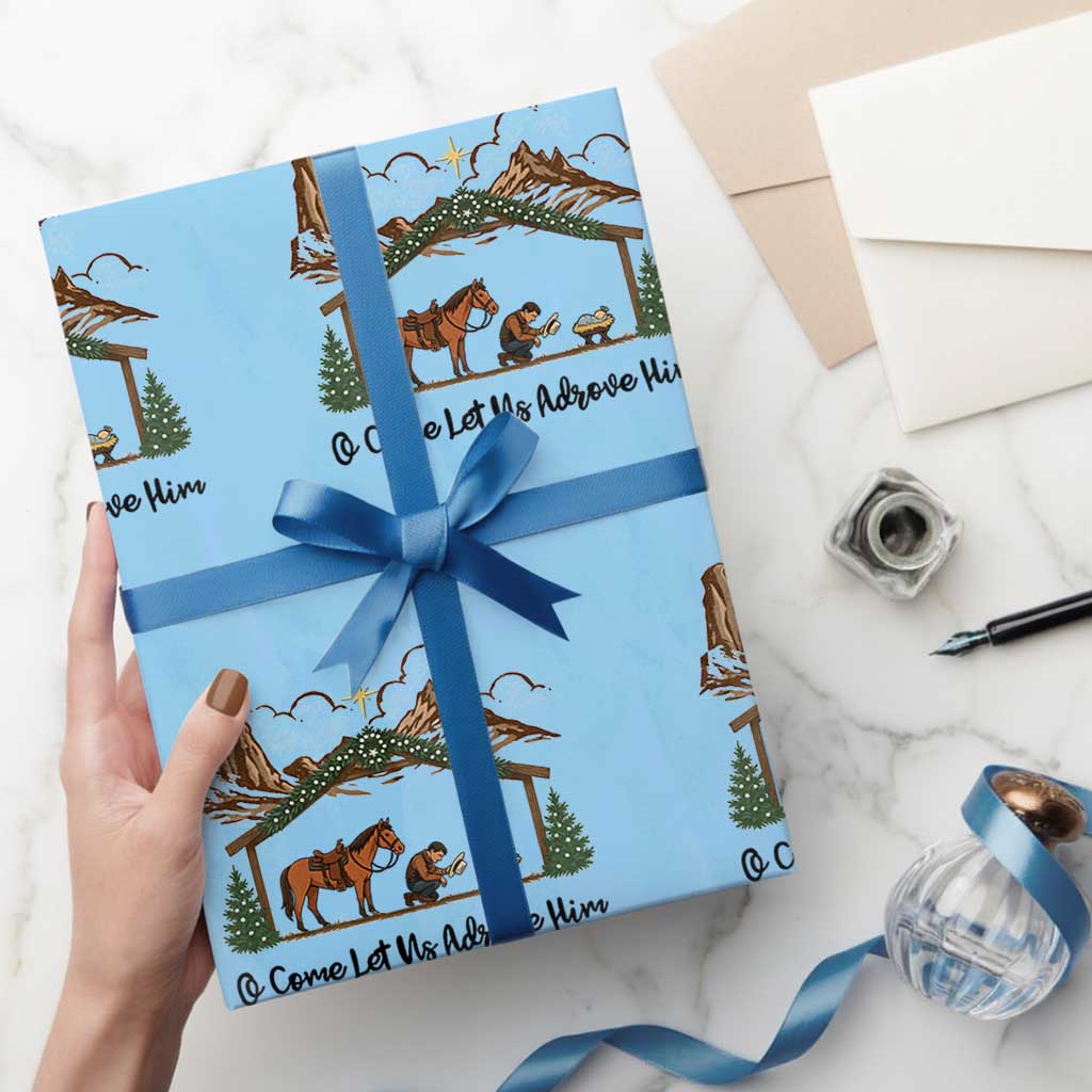 Nativity Scene Christmas Wrapping Paper Roll Cowboy Bible Scripture Verse Western - Wonder Print Shop