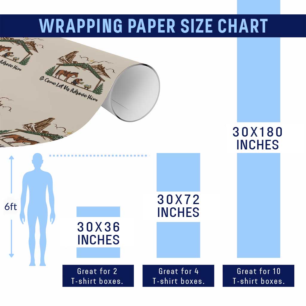 Nativity Scene Christmas Wrapping Paper Roll Cowboy Bible Scripture Verse Western - Wonder Print Shop