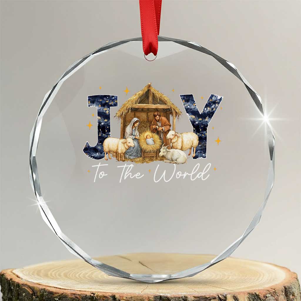 Nativity Scene Crystal Glass Ornament Christian Christmas Jesus Joy To The World - Wonder Print Shop