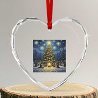 Nativity Scene Heart Crystal Glass Ornament Christmas Starry Night Christian Jesus Baby Jesus Holiday - Wonder Print Shop