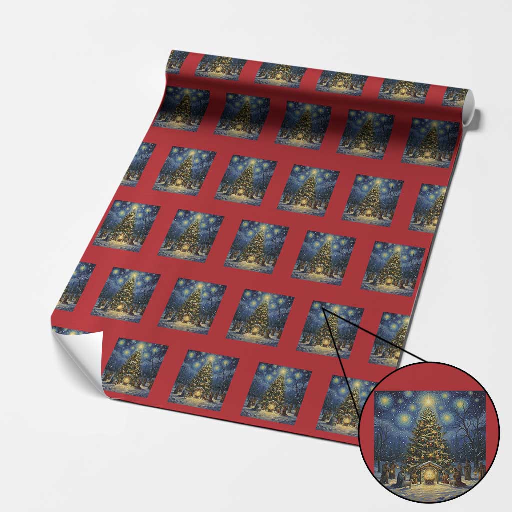 Nativity Scene Wrapping Paper Roll Christmas Starry Night Christian Jesus Baby Jesus Holiday - Wonder Print Shop