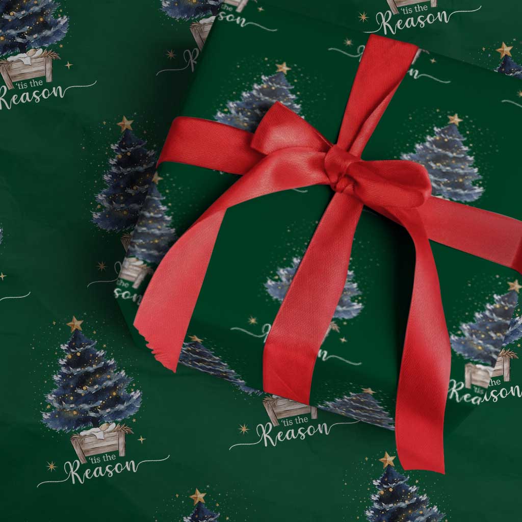 Nativity Scene Wrapping Paper Roll Jesus Reason Tis The Season Christian Christmas Tree - Wonder Print Shop