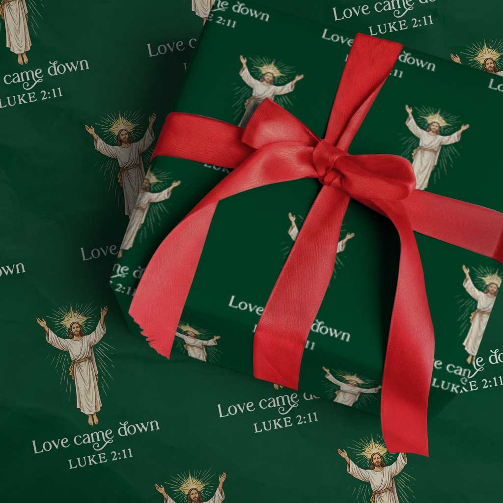 Nativity Scene Xmas Wrapping Paper Roll Love Came Down Jesus Christian - Wonder Print Shop