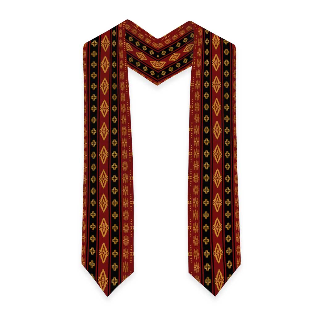 Navajo Native America South Western Inspired Graduation Stole Red Tribal Pattern