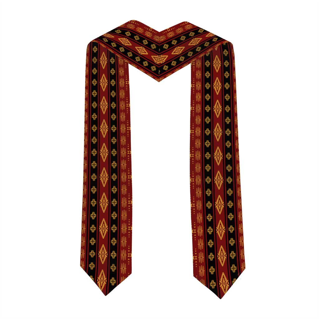Navajo Native America South Western Inspired Graduation Stole Red Tribal Pattern