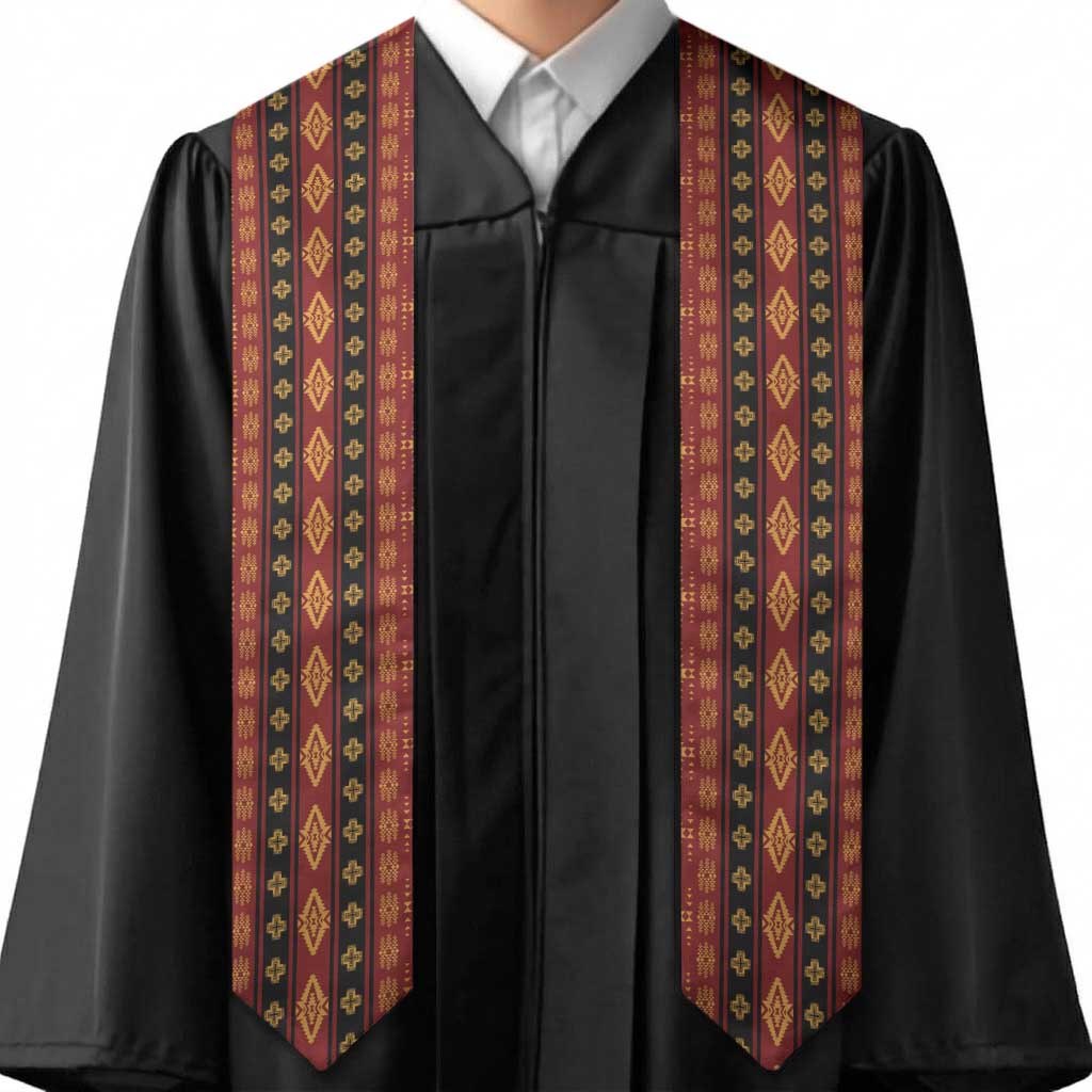 Navajo Native America South Western Inspired Graduation Stole Red Tribal Pattern