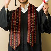 Navajo Native America South Western Inspired Graduation Stole Red Tribal Pattern