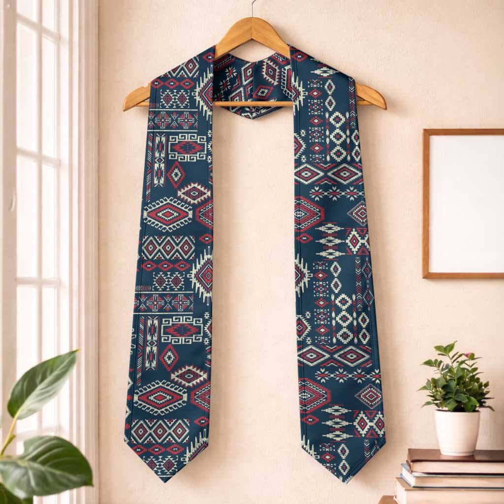 Navajo Tribal Pattern Navy Blue Graduation Stole