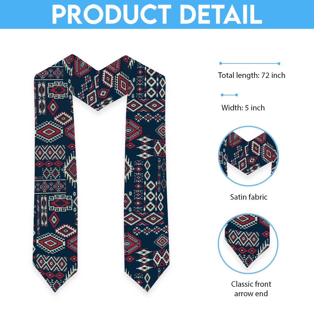 Navajo Tribal Pattern Navy Blue Graduation Stole