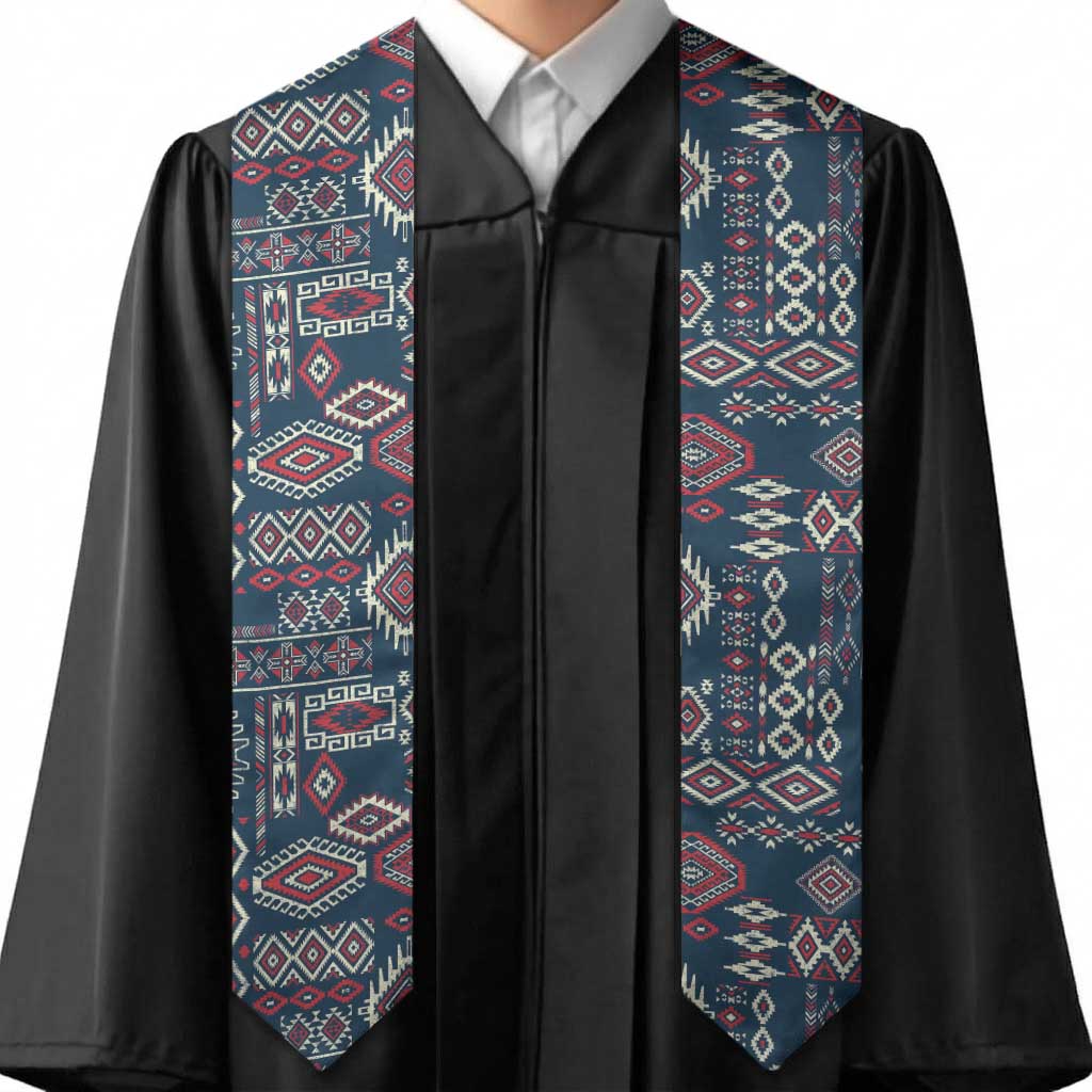 Navajo Tribal Pattern Navy Blue Graduation Stole