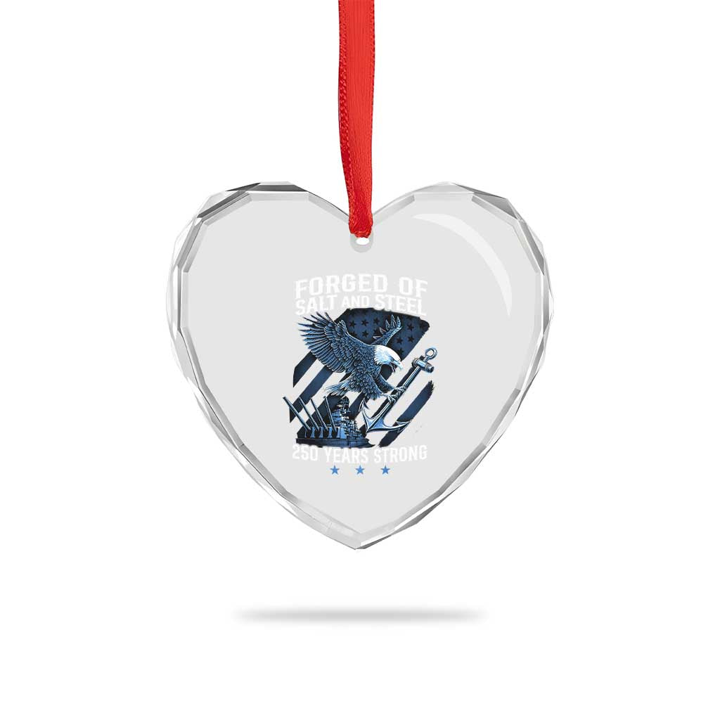 Navy Military 250th Anniversary Heart Crystal Glass Ornament Forged Of Salt And Steel 250 Years Strong - Wonder Print Shop