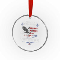 Navy Submarine Veteran Crystal Glass Ornament Military Patriotic Vintage American Flag