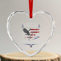 Navy Submarine Veteran Heart Crystal Glass Ornament Military Patriotic Vintage American Flag