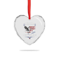 Navy Submarine Veteran Heart Crystal Glass Ornament Military Patriotic Vintage American Flag