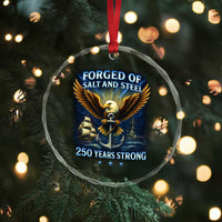 Navy Veteran 250th Anniversary Crystal Glass Ornament Forged of Salt and Steel US Naval Ships 250th Anniversary TS10
