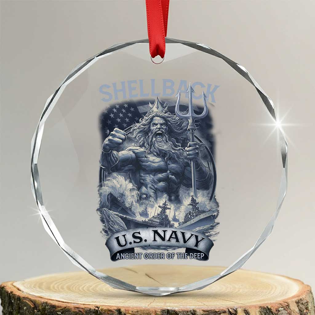 Navy Veteran Crystal Glass Ornament King Neptune Shellback Ancient Order Of The Deep - Wonder Print Shop