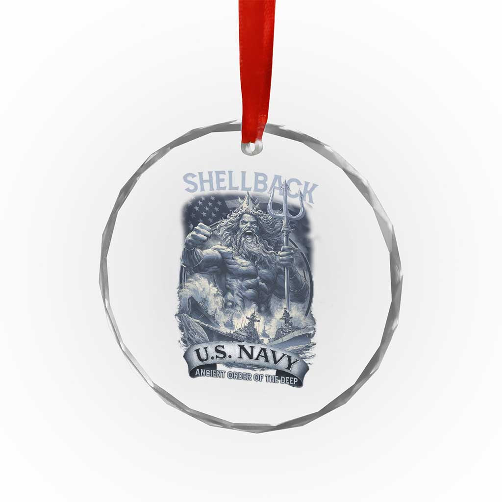 Navy Veteran Crystal Glass Ornament King Neptune Shellback Ancient Order Of The Deep - Wonder Print Shop