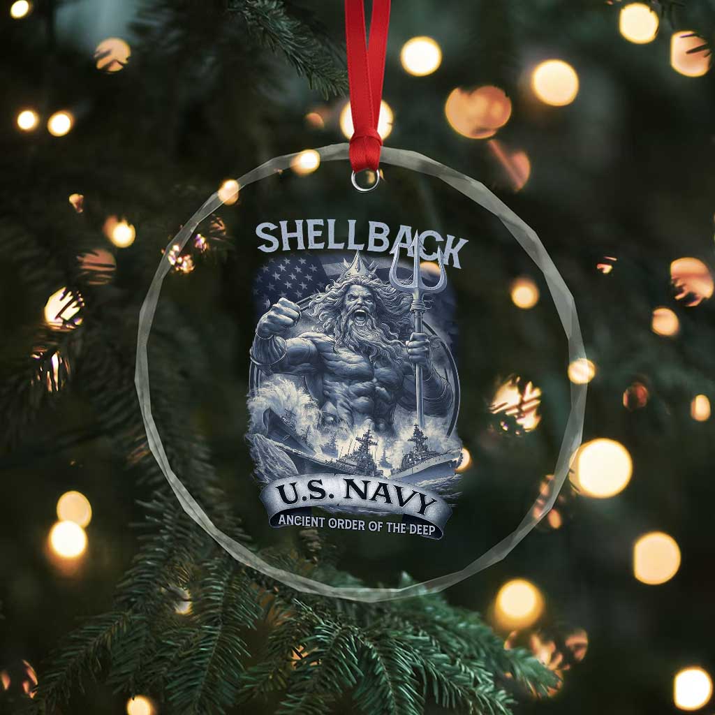 Navy Veteran Crystal Glass Ornament King Neptune Shellback Ancient Order Of The Deep - Wonder Print Shop