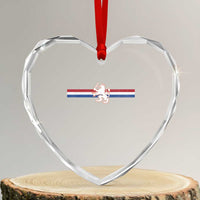 Nederland Dutch Republic Lion Vintage Holland Flag Heart Crystal Glass Ornament