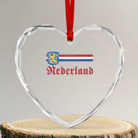 Nederland Holland Emblem Lion Vintage Dutch Flag Heart Crystal Glass Ornament
