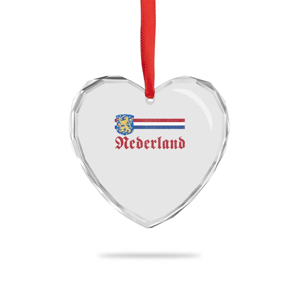 Nederland Holland Emblem Lion Vintage Dutch Flag Heart Crystal Glass Ornament