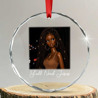 Need-Jesus Sarcastic Afro Doll Meme Funny Saying Christian Crystal Glass Ornament Black Girl African Pride