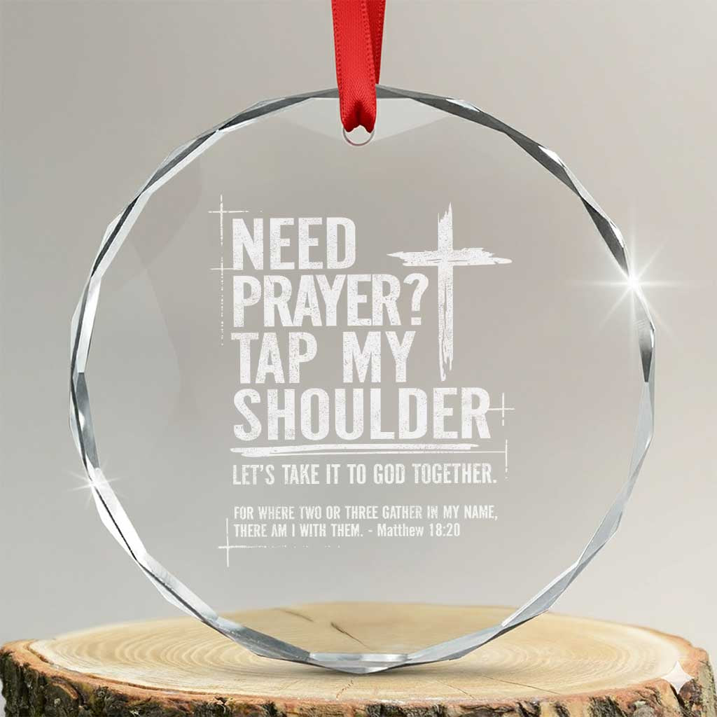 Need Prayer Tap My Shoulder Bible Verse Christian Crystal Glass Ornament