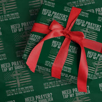 Need Prayer Tap My Shoulder Christian Patriotic Wrapping Paper Roll American Flag Cross Crown of Thorns Matthew 18:20