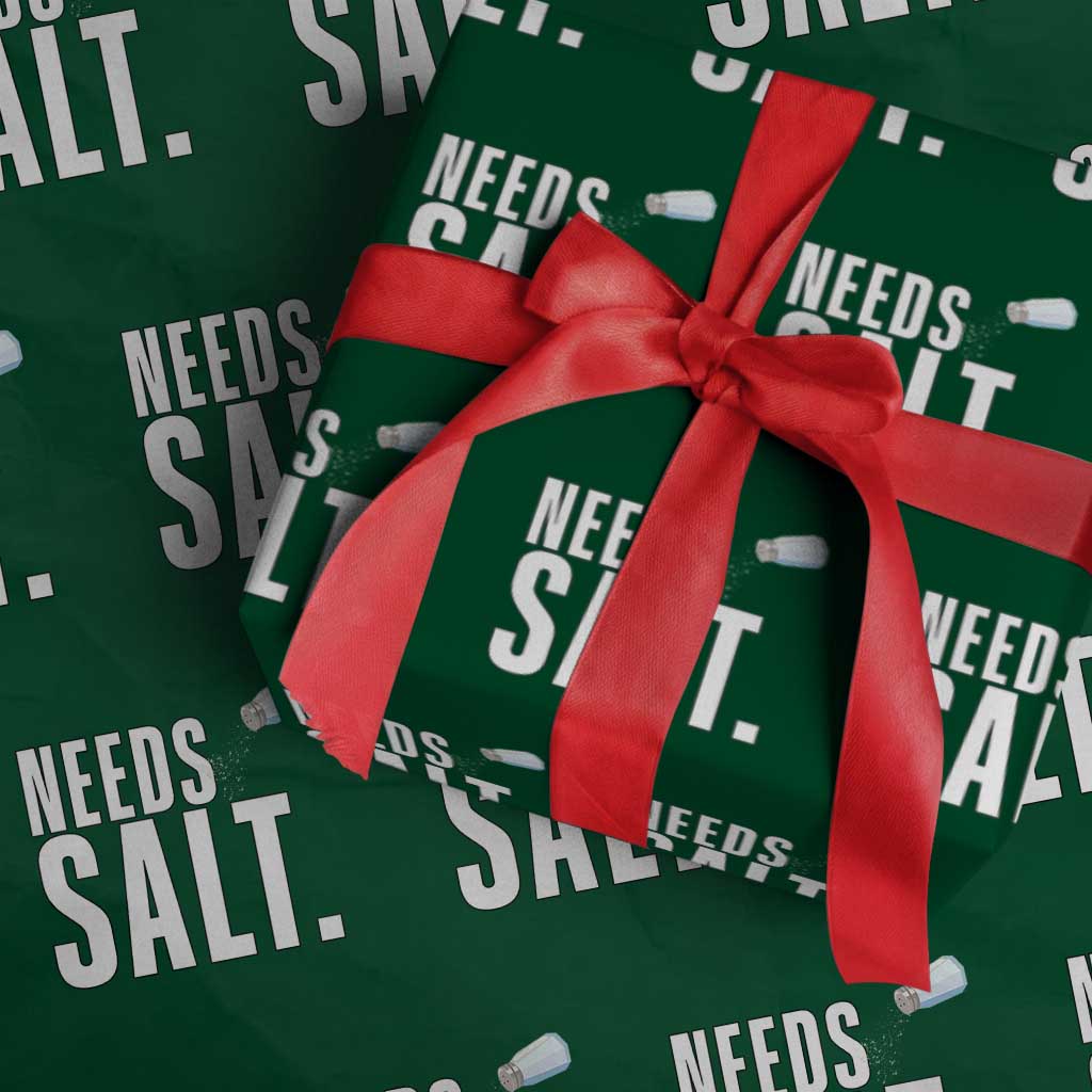 Needs Salt Wrapping Paper Roll Funny Cooking Baking Foodie - Wonder Print Shop