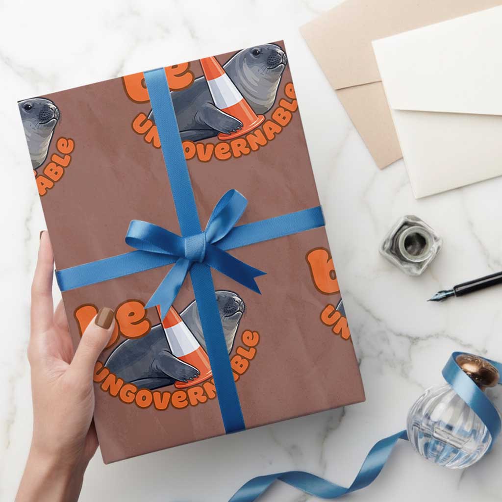 Neil The Seal Be Ungovernable Wrapping Paper Roll Funny Tasmania Elephant Seal Road