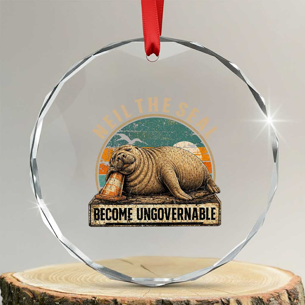 Neil The Seal Become Ungovernable Crystal Glass Ornament Funny Elephant Seal Meme