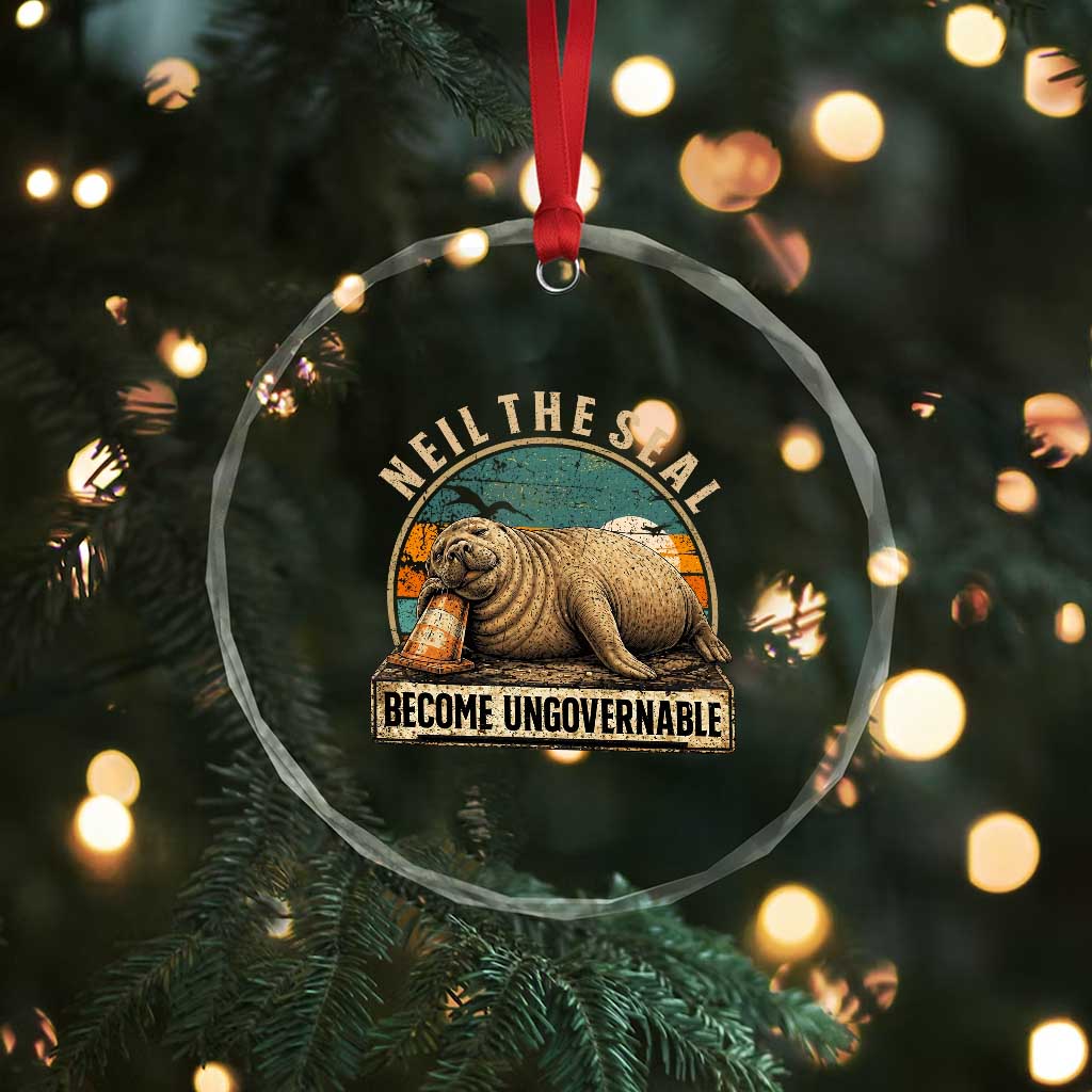Neil The Seal Become Ungovernable Crystal Glass Ornament Funny Elephant Seal Meme