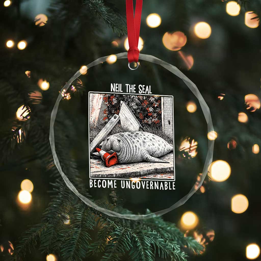 Neil The Seal Become Ungovernable Crystal Glass Ornament Vintage Elephant Seal Animal Meme