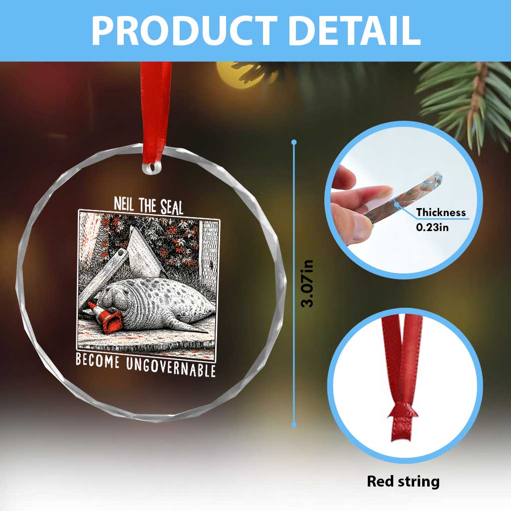 Neil The Seal Become Ungovernable Crystal Glass Ornament Vintage Elephant Seal Animal Meme