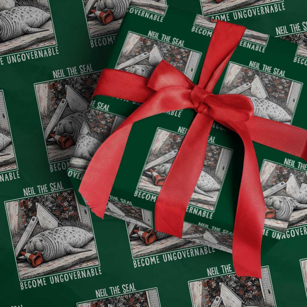 Neil The Seal Become Ungovernable Wrapping Paper Roll Vintage Elephant Seal Animal Meme