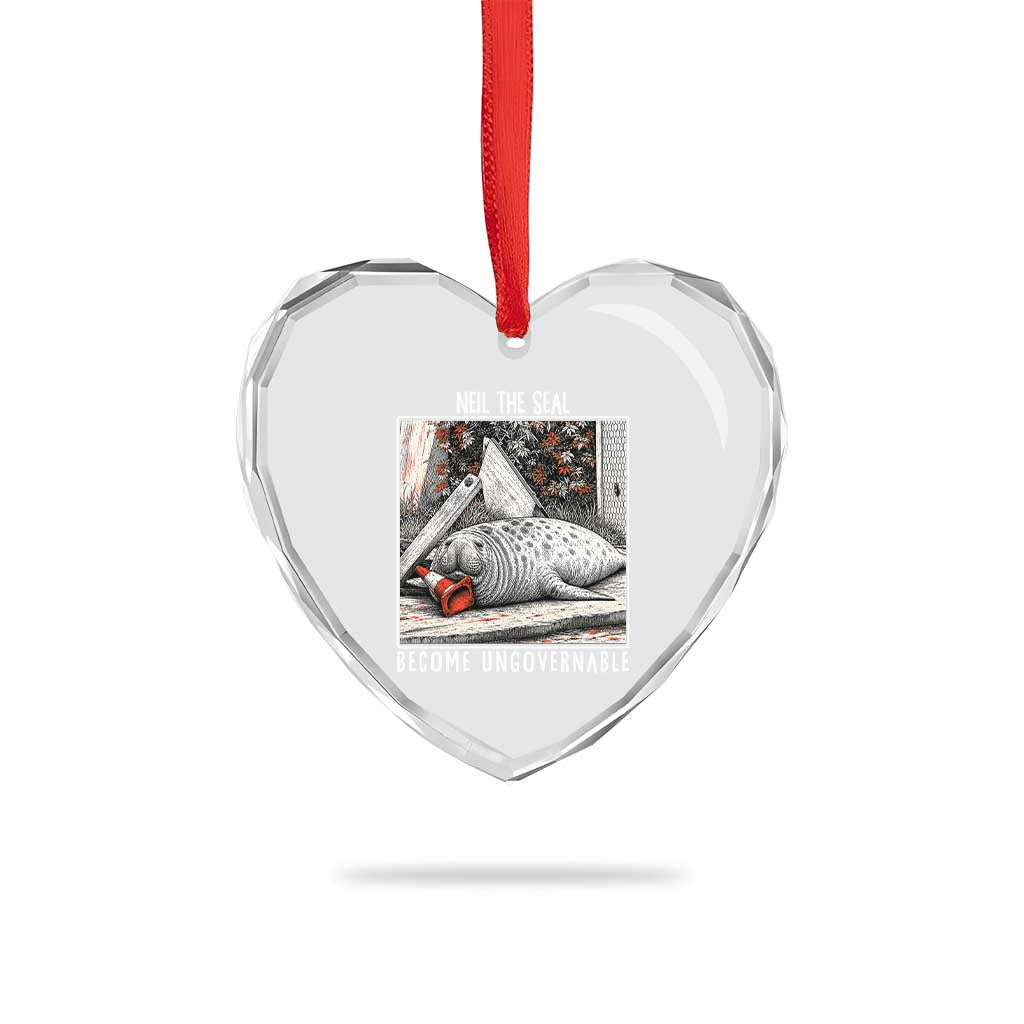 Neil The Seal Become Ungovernable Heart Crystal Glass Ornament Vintage Elephant Seal Animal Meme