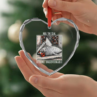 Neil The Seal Become Ungovernable Heart Crystal Glass Ornament Vintage Elephant Seal Animal Meme